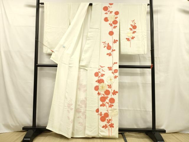平和屋着物■訪問着 駒刺繍 鹿の子草花文 金彩 正絹 逸品 DABD6623cm