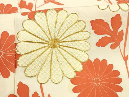 平和屋着物■訪問着 駒刺繍 鹿の子草花文 金彩 正絹 逸品 DABD6623cm