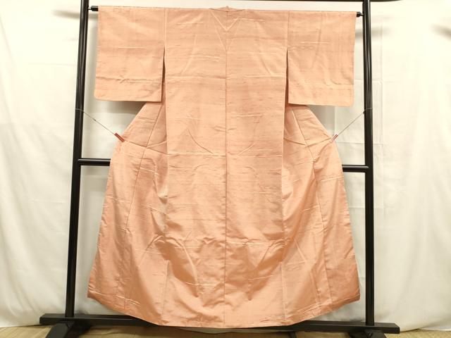 平和屋着物■上質な紬　めがね織　横段文　正絹　逸品　DABD6627cm
