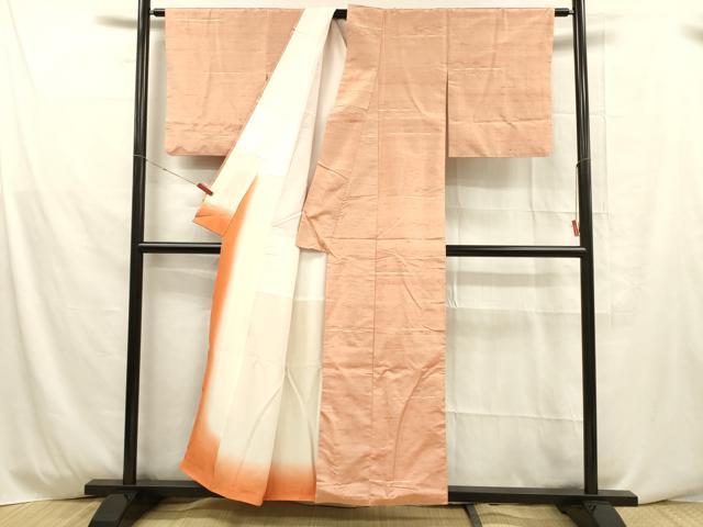 平和屋着物■上質な紬　めがね織　横段文　正絹　逸品　DABD6627cm