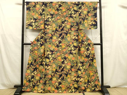 平和屋着物■上質な小紋 草花文 正絹 逸品 DABD6629cm