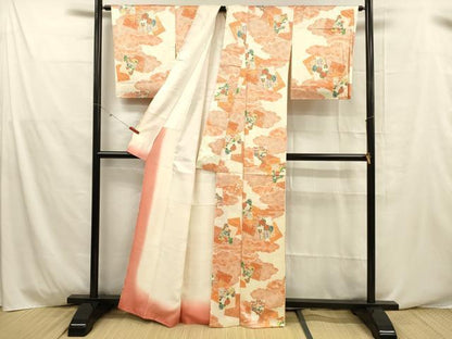 平和屋着物■上質な小紋 飛鳥笹竹花文 藤花房 正絹 逸品 DABD6630cm