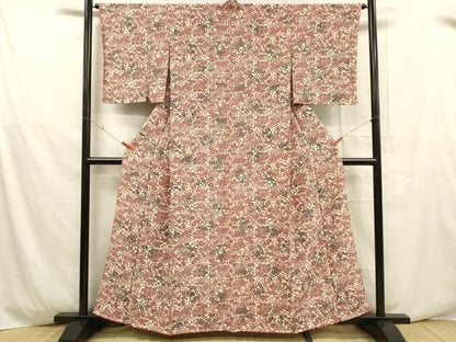 平和屋着物■上質な小紋 型染 草花文 暈し染め 正絹 逸品 DABD6631cm