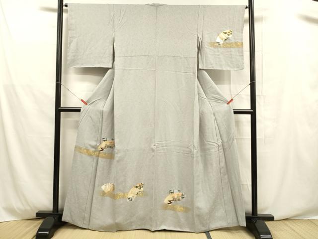平和屋着物■訪問着 地紙笹竹花文 金彩 正絹 逸品 DABD6642cm