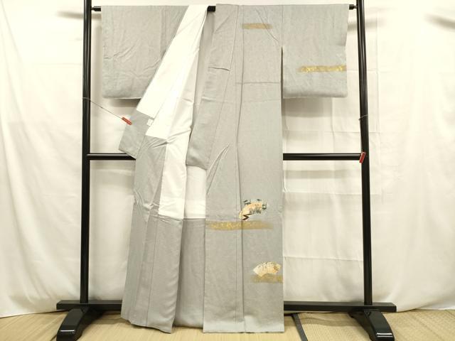 平和屋着物■訪問着 地紙笹竹花文 金彩 正絹 逸品 DABD6642cm