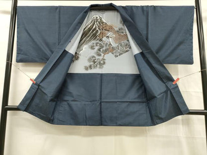 平和屋着物■男性 本場大島紬 アンサンブル 格子 正絹 逸品 DABD6645cm