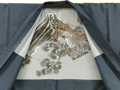平和屋着物■男性 本場大島紬 アンサンブル 格子 正絹 逸品 DABD6645cm