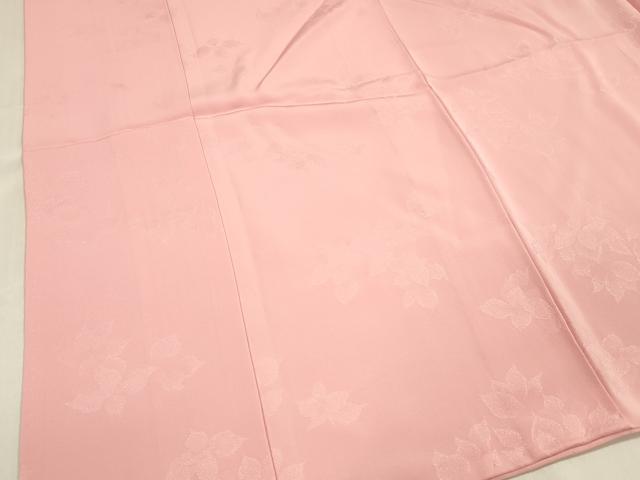 平和屋着物■上質な色無地 草葉地紋 紅梅色 正絹 逸品 DABD6646cm