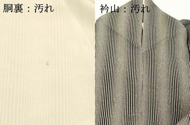 平和屋着物■上質な小紋 竹間道 黒地 正絹 逸品 DABD6648cm