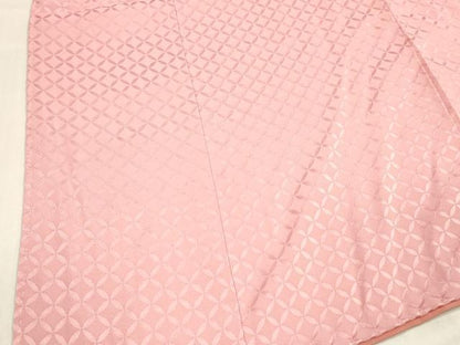 平和屋着物■上質な色無地 七宝地紋 紅梅色 正絹 逸品 DABD6649cm