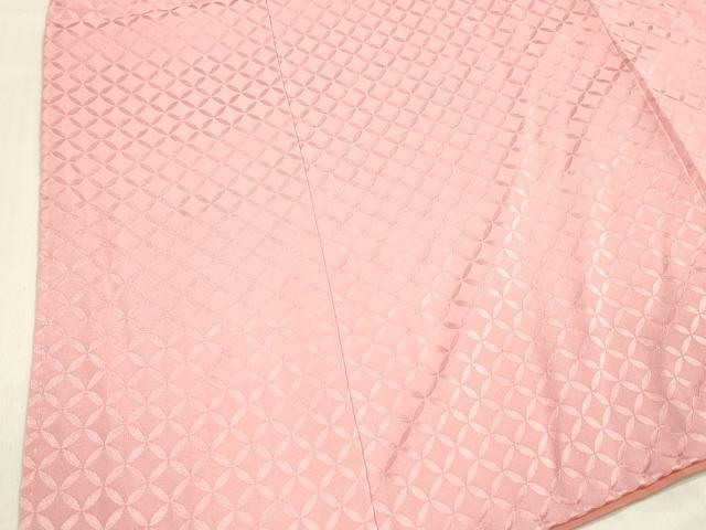 平和屋着物■上質な色無地 七宝地紋 紅梅色 正絹 逸品 DABD6649cm