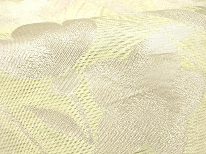 平和屋着物＊夏物　九寸名古屋帯　草花文　銀糸　正絹　逸品　DABD6654cm