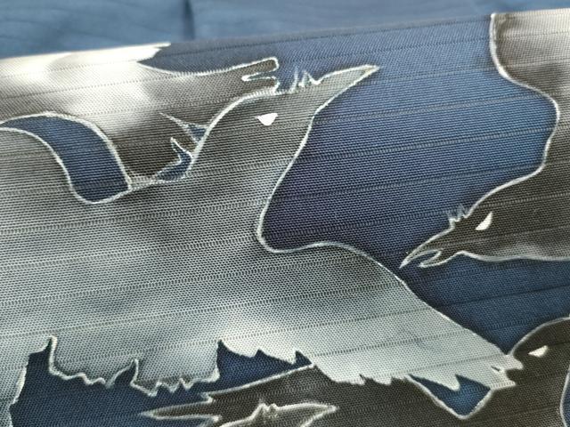 平和屋着物＊夏物 絽塩瀬 つけ帯 手描き 烏 カラス 正絹 逸品 DABD6656cm