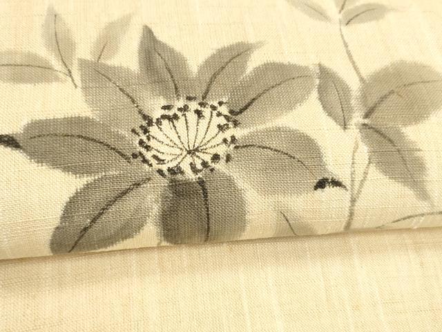 平和屋着物＊夏物 八寸名古屋帯 手描き 草花文 正絹 逸品 DABD6657cm