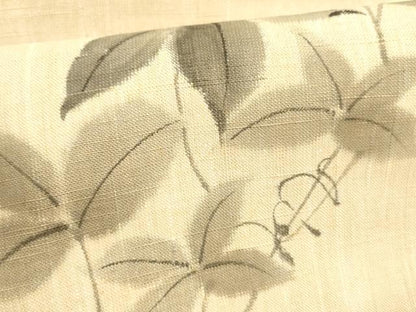 平和屋着物＊夏物 八寸名古屋帯 手描き 草花文 正絹 逸品 DABD6657cm