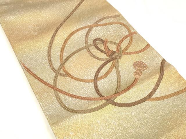 平和屋着物＊夏物　太鼓柄袋帯　ふくれ織　総刺繍　結び紐文　金糸　引箔　正絹　逸品　DABD6661cm 平和屋着物＊夏物 太鼓柄袋帯 ふくれ織 総刺繍 結び紐文 金糸