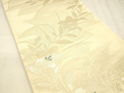 平和屋着物＊夏物 六通柄袋帯 草花文 金糸 正絹 逸品 DABD6665cm