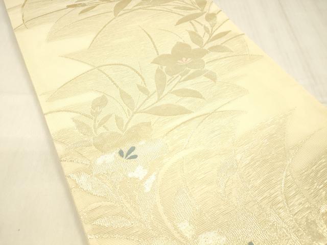 平和屋着物＊夏物 六通柄袋帯 草花文 金糸 正絹 逸品 DABD6665cm