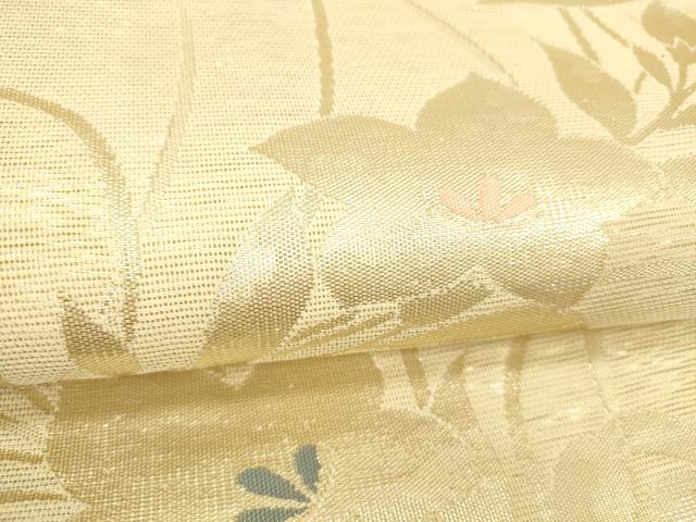平和屋着物＊夏物 六通柄袋帯 草花文 金糸 正絹 逸品 DABD6665cm