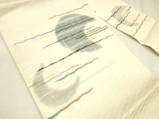 平和屋着物＊夏物 九寸名古屋帯 横段文 月 正絹 逸品 DABD6666cm