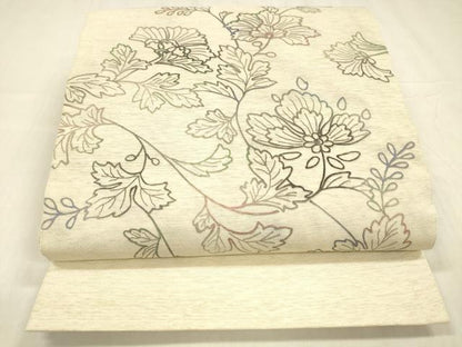 平和屋着物＊夏物 両面 太鼓柄袋帯 作家物 草花文 長尺 正絹 逸品 DABD6667cm