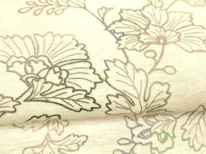 平和屋着物＊夏物 両面 太鼓柄袋帯 作家物 草花文 長尺 正絹 逸品 DABD6667cm