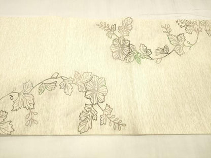 平和屋着物＊夏物 両面 太鼓柄袋帯 作家物 草花文 長尺 正絹 逸品 DABD6667cm