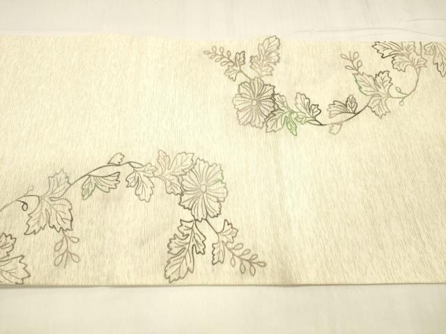 平和屋着物＊夏物 両面 太鼓柄袋帯 作家物 草花文 長尺 正絹 逸品 DABD6667cm