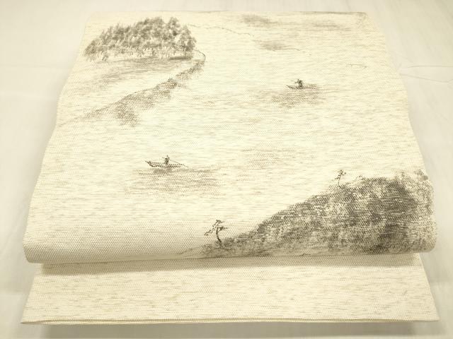 平和屋着物＊夏物 両面 太鼓柄袋帯 作家物 草花文 長尺 正絹 逸品 DABD6667cm