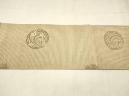 平和屋着物＊夏物　アンティーク　大正ロマン　九寸名古屋帯　絽縮緬　唐織　草花文　正絹　逸品　DABD6669cm