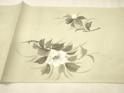 平和屋着物＊夏物 太鼓柄 本袋帯 作家物 手描き 刺繍 草花文 銀彩 正絹 逸品 DABD6671cm