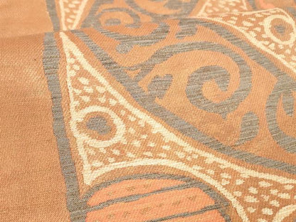 平和屋着物▽六通柄袋帯　スリーシーズン　春夏秋　唐草文　銀糸　正絹　逸品　DABD6673cm