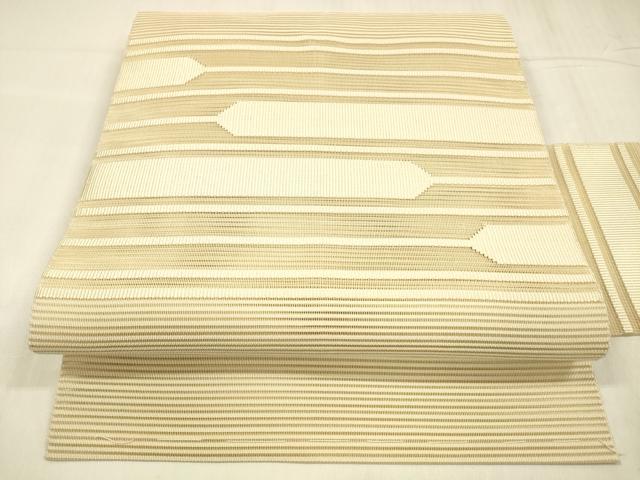 平和屋着物＊夏物 絽綴れ 八寸名古屋帯 横段文 肌色 正絹 逸品 DABD6676cm