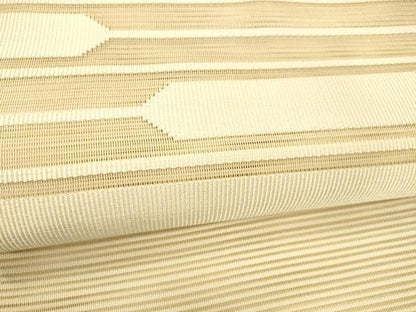 平和屋着物＊夏物 絽綴れ 八寸名古屋帯 横段文 肌色 正絹 逸品 DABD6676cm