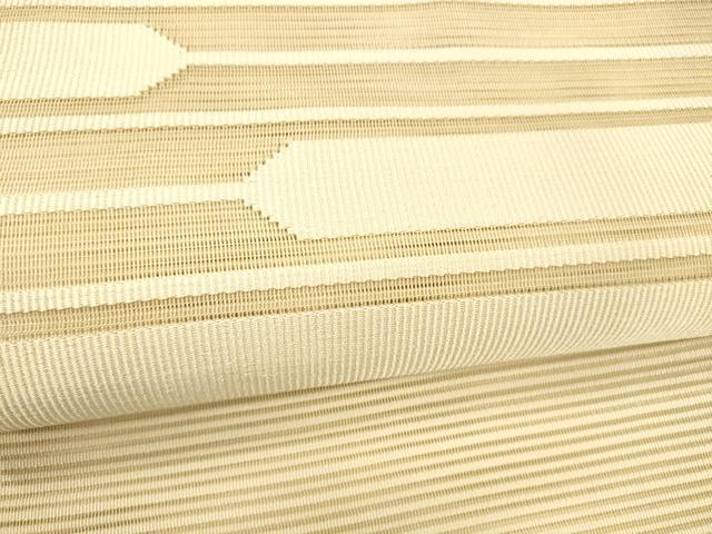 平和屋着物＊夏物 絽綴れ 八寸名古屋帯 横段文 肌色 正絹 逸品 DABD6676cm