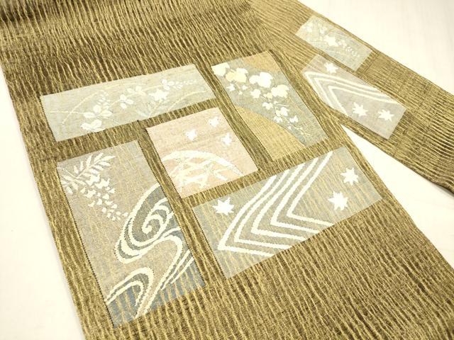 平和屋着物＊夏物 九寸名古屋帯 流水千鳥蔦の葉 藤花房 金銀糸 正絹 逸品 DABD6678cm