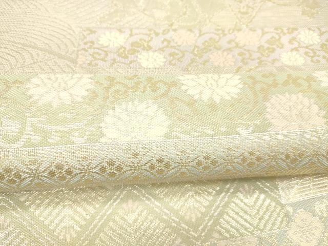 平和屋着物＊夏物 六通柄袋帯 草花文 金銀糸 正絹 逸品 DABD6680cm