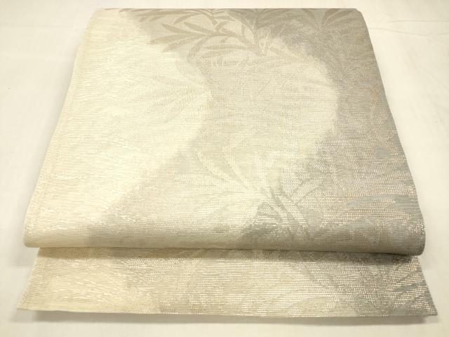 平和屋着物＊夏物 六通柄袋帯 枝葉文 金銀糸 正絹 逸品 DABD6682cm