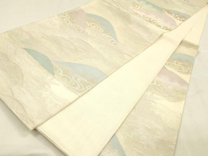 平和屋着物＊夏物 六通柄袋帯 遠山流水芝文 金銀糸 正絹 逸品 DABD6683cm