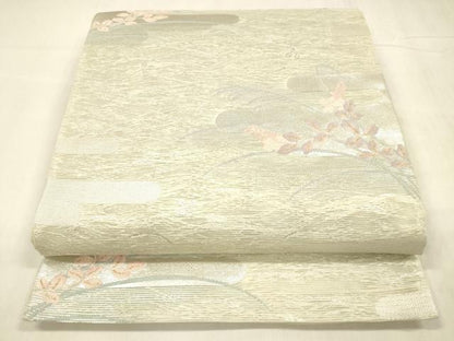 平和屋着物＊夏物 六通柄袋帯 草葉文 金銀糸 正絹 逸品 DABD6684cm
