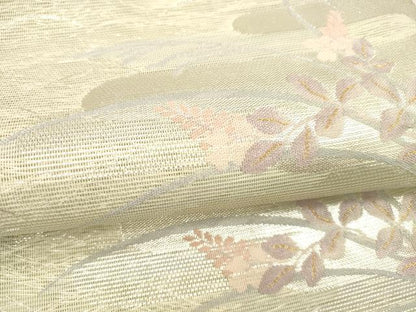 平和屋着物＊夏物 六通柄袋帯 草葉文 金銀糸 正絹 逸品 DABD6684cm