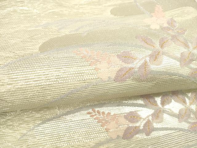 平和屋着物＊夏物 六通柄袋帯 草葉文 金銀糸 正絹 逸品 DABD6684cm
