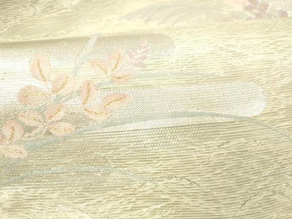 平和屋着物＊夏物 六通柄袋帯 草葉文 金銀糸 正絹 逸品 DABD6684cm