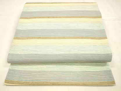 平和屋着物＊夏物 全通柄袋帯 モール織 横段文 上代28万 正絹 逸品 DABD6688cm