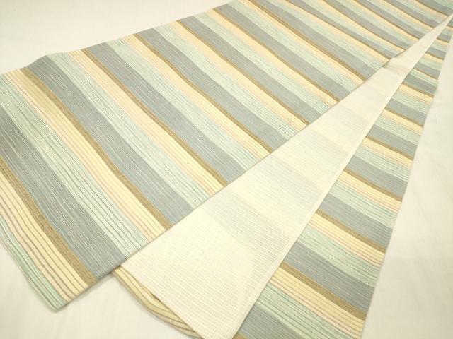 平和屋着物＊夏物 全通柄袋帯 モール織 横段文 上代28万 正絹 逸品 DABD6688cm