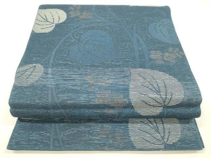 平和屋着物＊夏物 六通柄 本袋帯 蔦の葉花文 銀糸 正絹 逸品 DABD6689cm