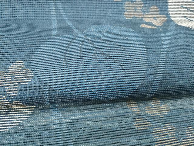 平和屋着物＊夏物 六通柄 本袋帯 蔦の葉花文 銀糸 正絹 逸品 DABD6689cm
