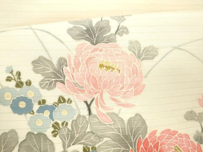 平和屋着物＊夏物 絽塩瀬 九寸名古屋帯 流水籬草花文 金彩 正絹 逸品 DABD6694cm