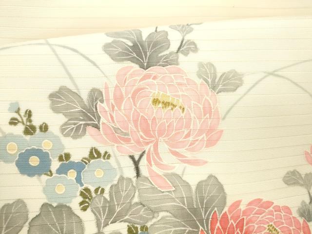 平和屋着物＊夏物 絽塩瀬 九寸名古屋帯 流水籬草花文 金彩 正絹 逸品 DABD6694cm