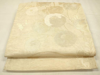 平和屋着物＊夏物　六通柄袋帯　草花文　金糸　正絹　逸品　DABD6699cm